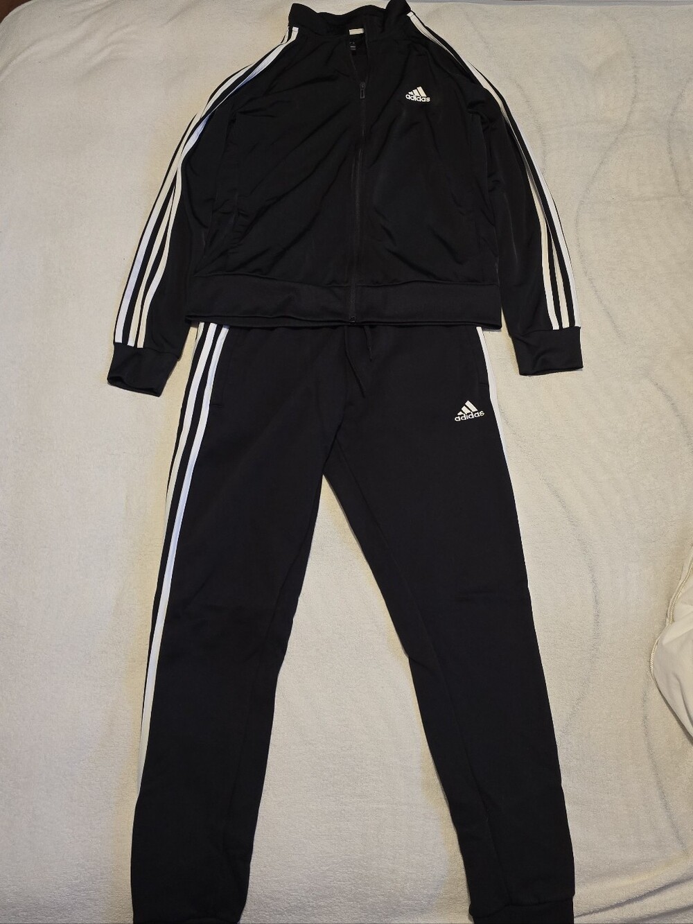 Classic Adidas 3 Stripes Tracksuit Set – Black & White – Size Women's Medium